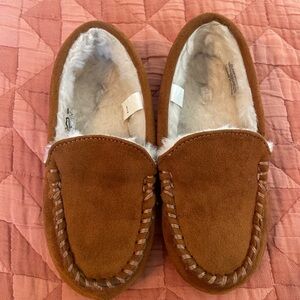 Kids J.Crew Cozy Brown Suede Slippers
